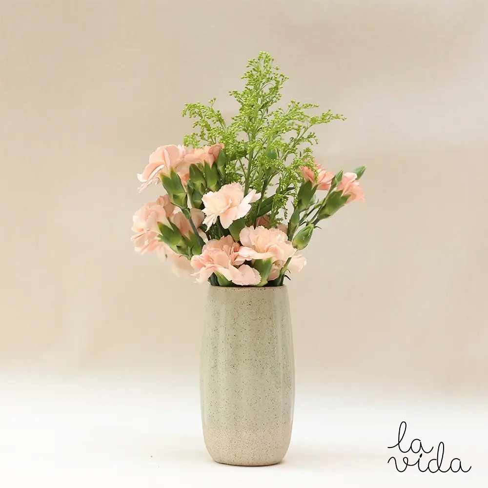 Vaso florero cerámica estrías